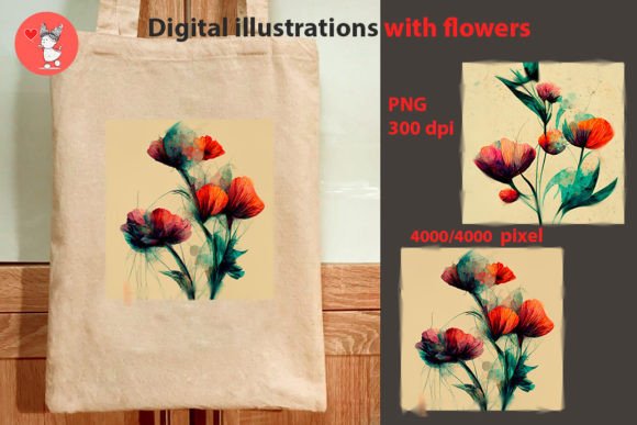 Download Digital Illustrations with Flowers - Illustration Collection