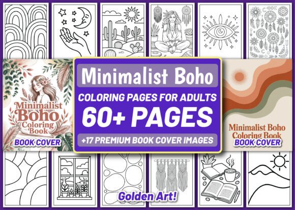 Download 60 Minimalist Boho Adults Coloring Pages - Premium Bundle