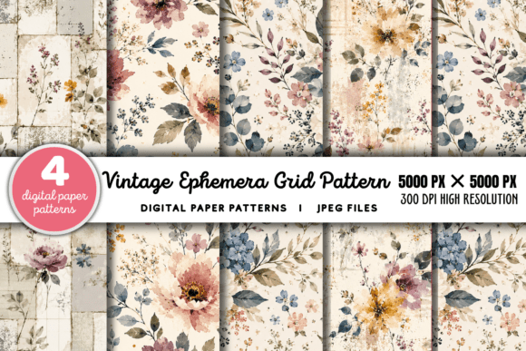 Download Vintage Grid Lined Ephemera Pattern 3 - Grid Collection