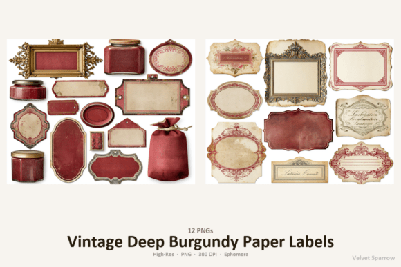 Download Vintage Deep Burgundy Paper Labels - Deep Collection