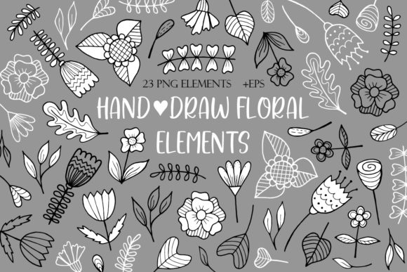 Download Hand-draw Floral Elements Doodle Flowers - Doodle Collection