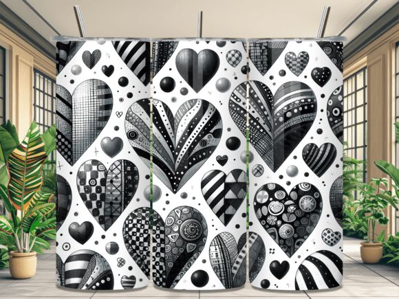 Download Black White Boho Heart Tumbler Wrap - Black white boho Collection