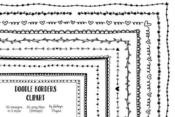 Download 20 Doodle Borders Clipart, Decorative - Doodle Collection