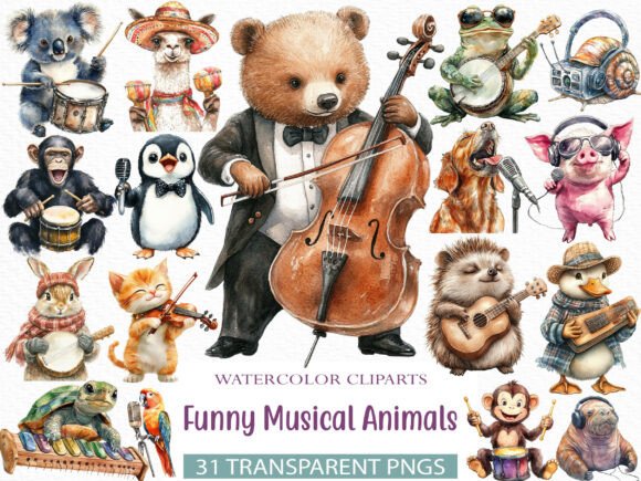 Download Funny Musical Animals Clipart - Fun Collection